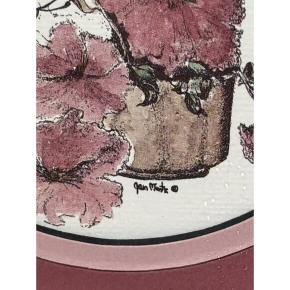 Framed Jean Miste Prints With Hummingbird & Butterfly Floral Designs In Burgundy - Picture 5 of 8
